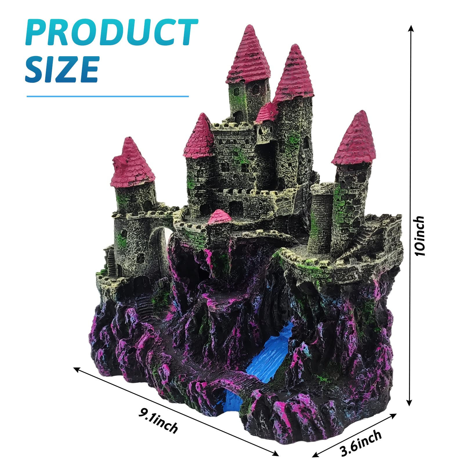 PINVNBY château rose, vue d'ensemble colorée qui anime l'habitat aquatique.