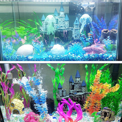 PINVNBY château en résine avec poissons, offre cachettes et espaces d'exploration.