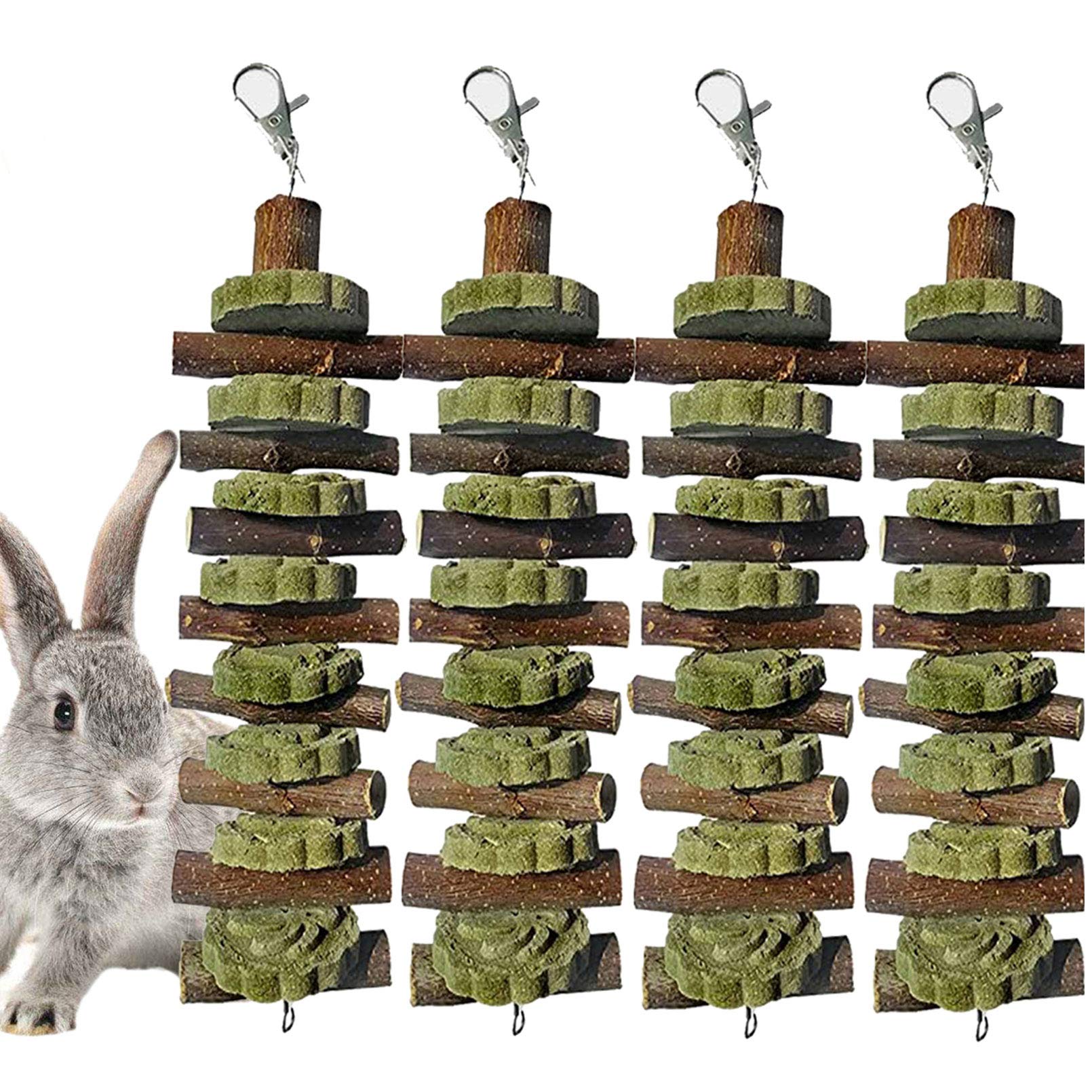PINVNBY jouets mâcher lapin bois pomme — favorise la mastication naturelle et santé dentaire.
