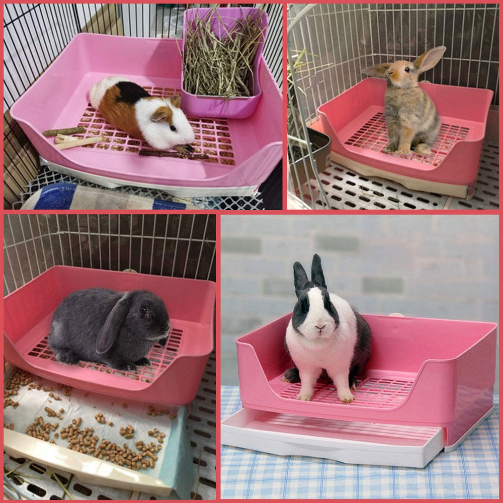 PINVNBY litière grand format pour lapin et animaux similaires, espace généreux.
