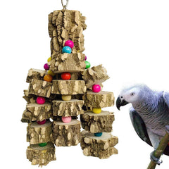 Pinvnby Macaw jouet en bois naturel, stimulation du bec et jeu.