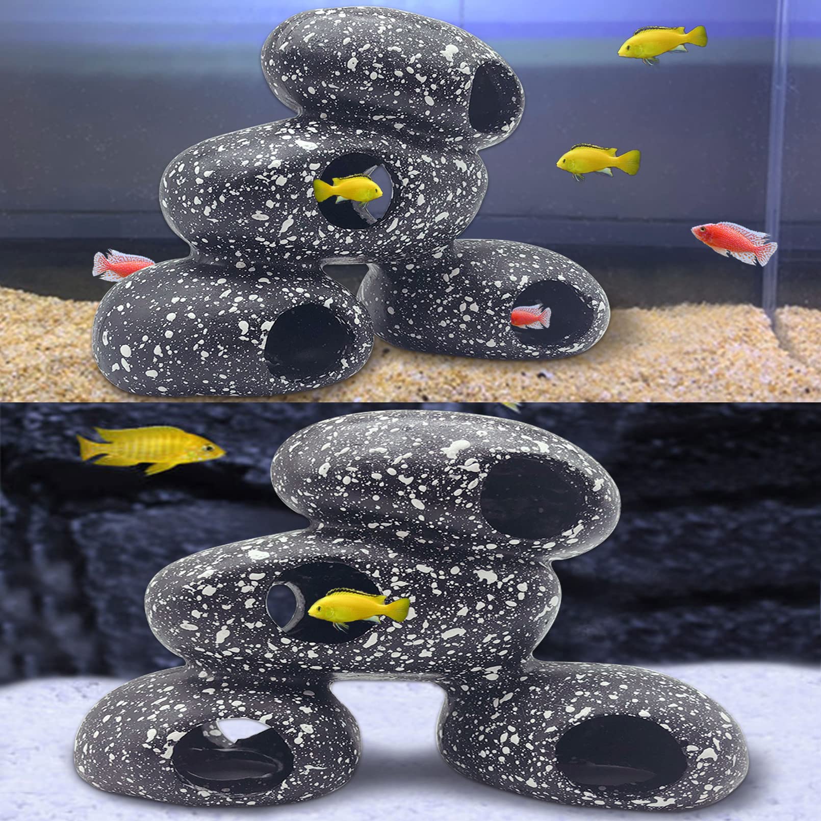 PINVNBY modele-realiste-pierre-aquarium apporte une ambiance naturelle au bac.