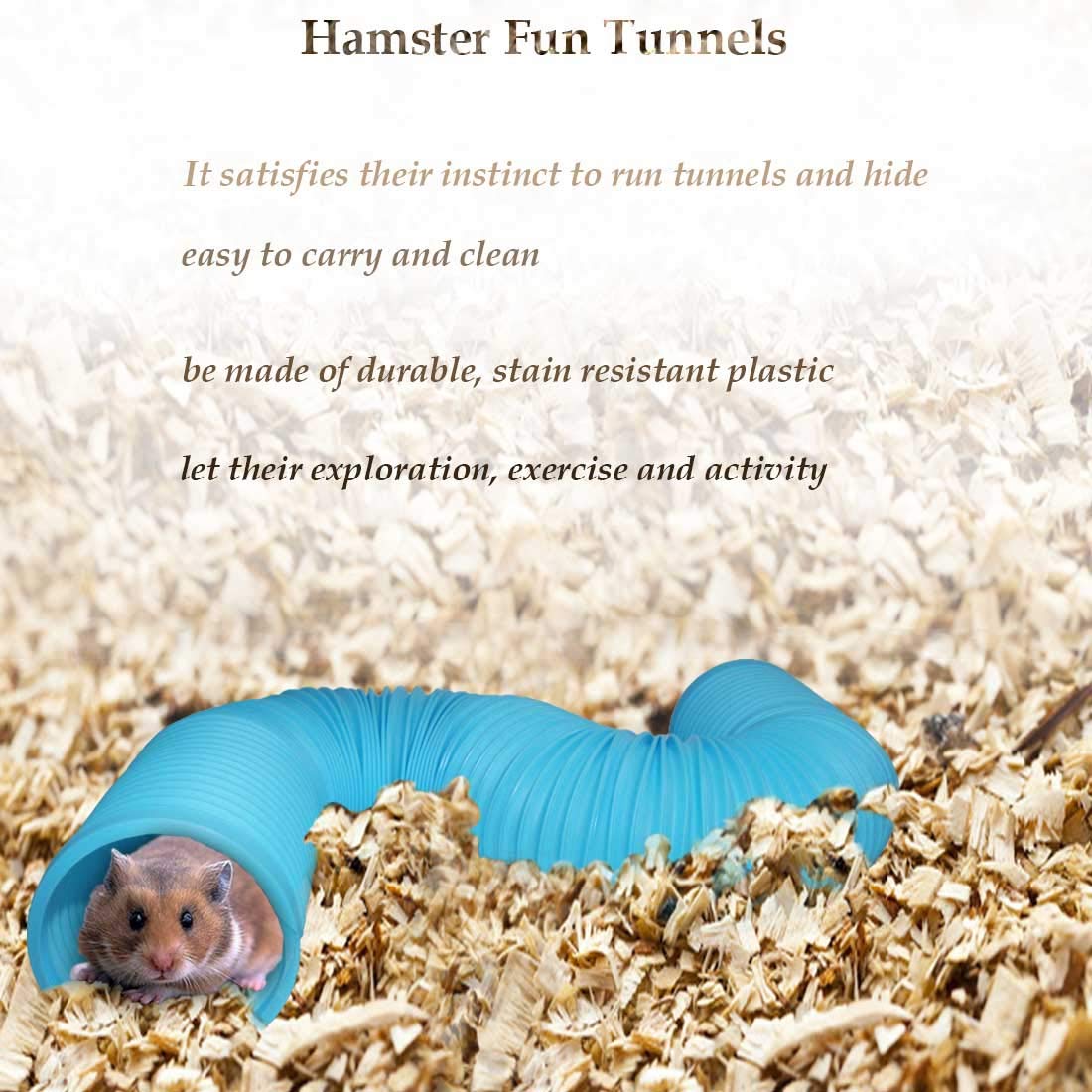 Tunnel pour petits animaux PINVNBY bleu, peut s’allonger pour plus de jeu.