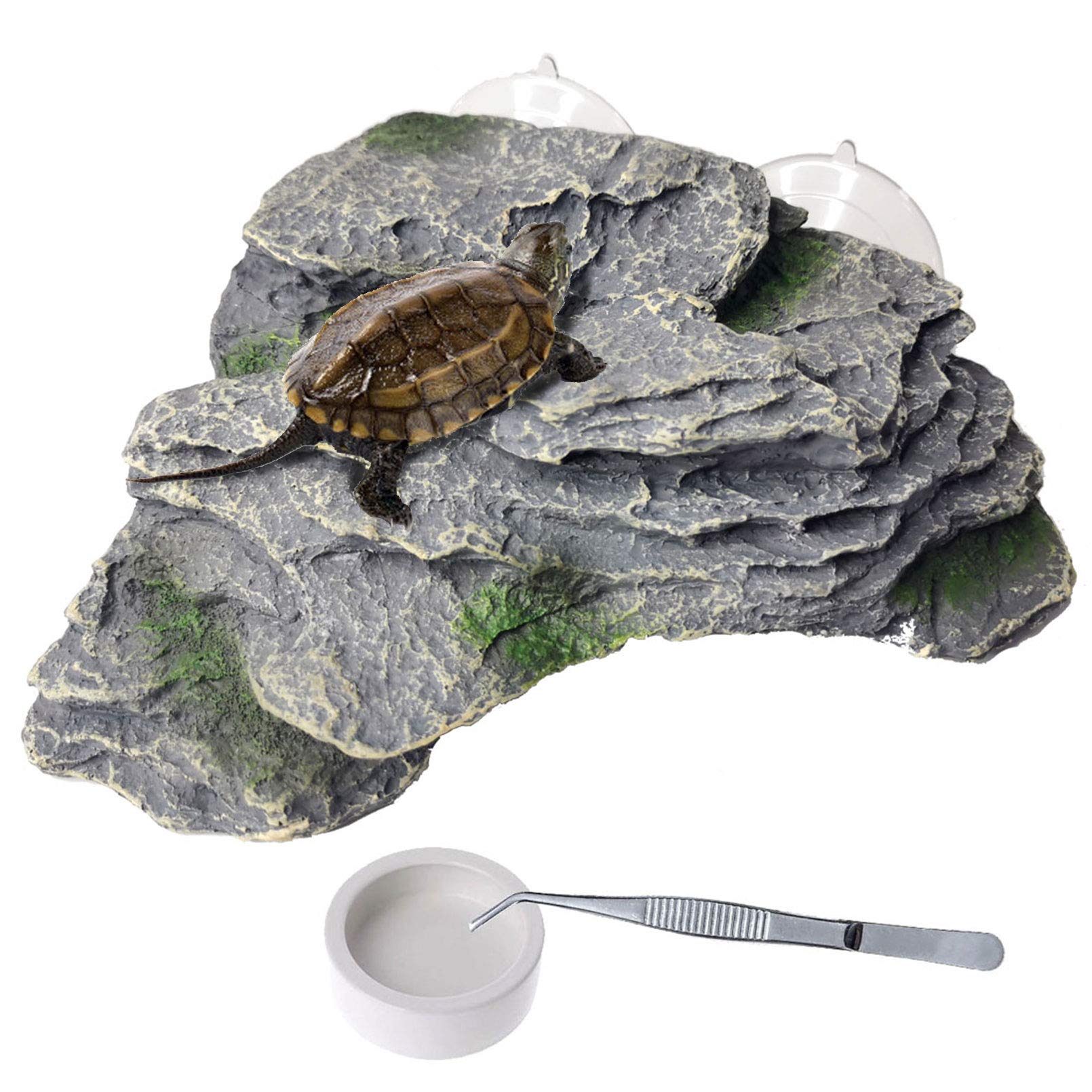 PINVNBY plateforme-baignade-tortue: rocher résine durable pour repos et soleil