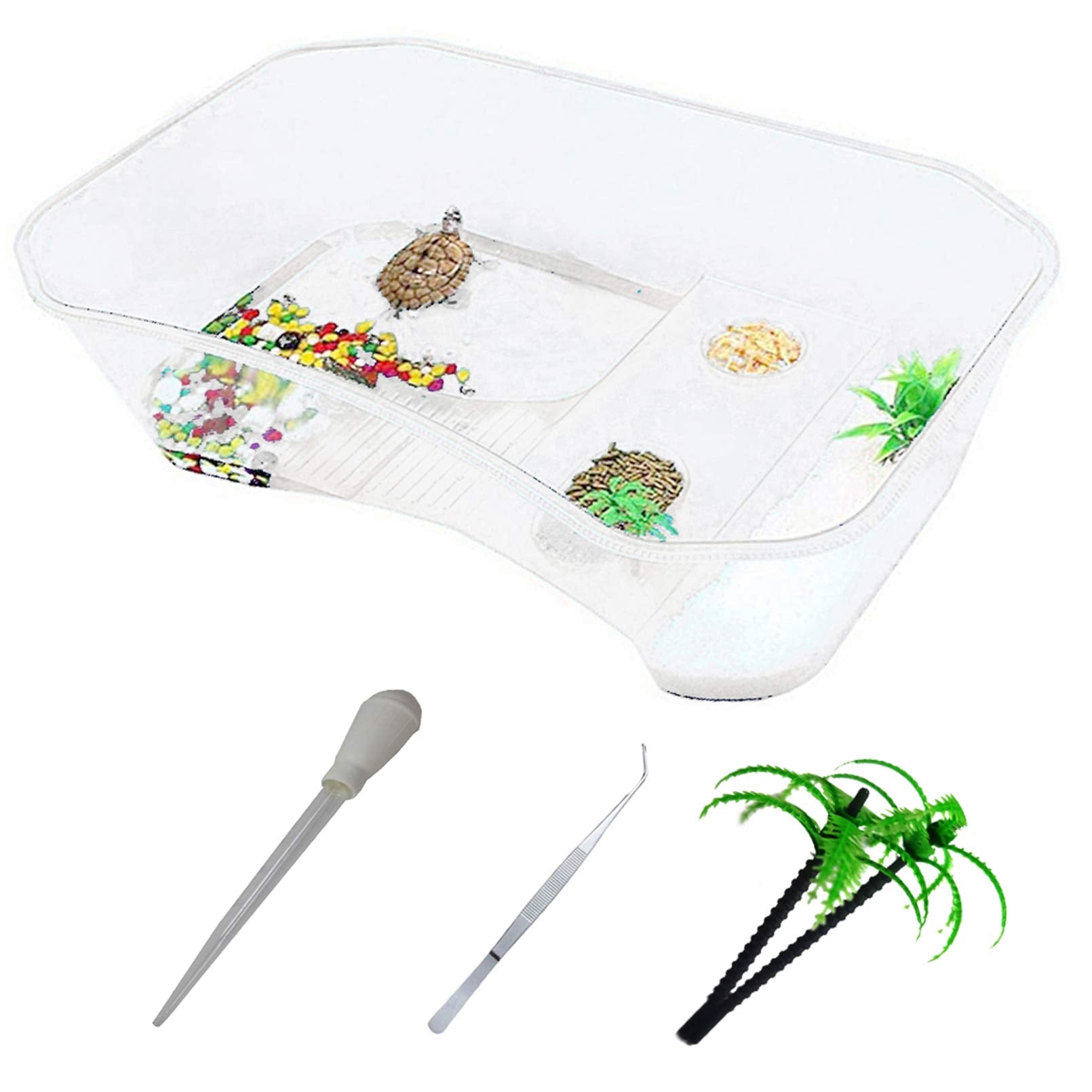 PINVNBY tortue terarium plastique transparent, vue claire pour observer votre animal