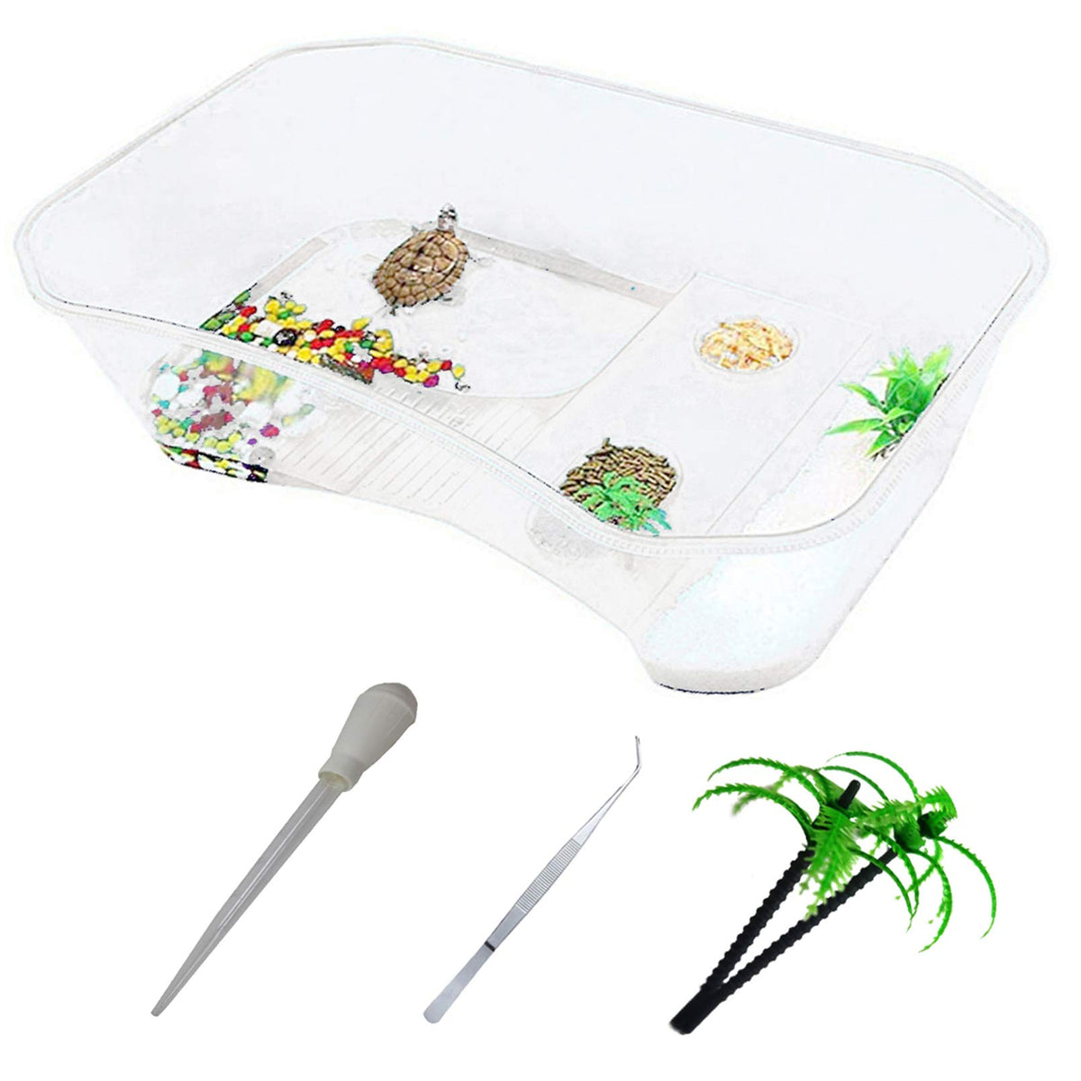 PINVNBY tortue terarium plastique transparent, vue claire pour observer votre animal
