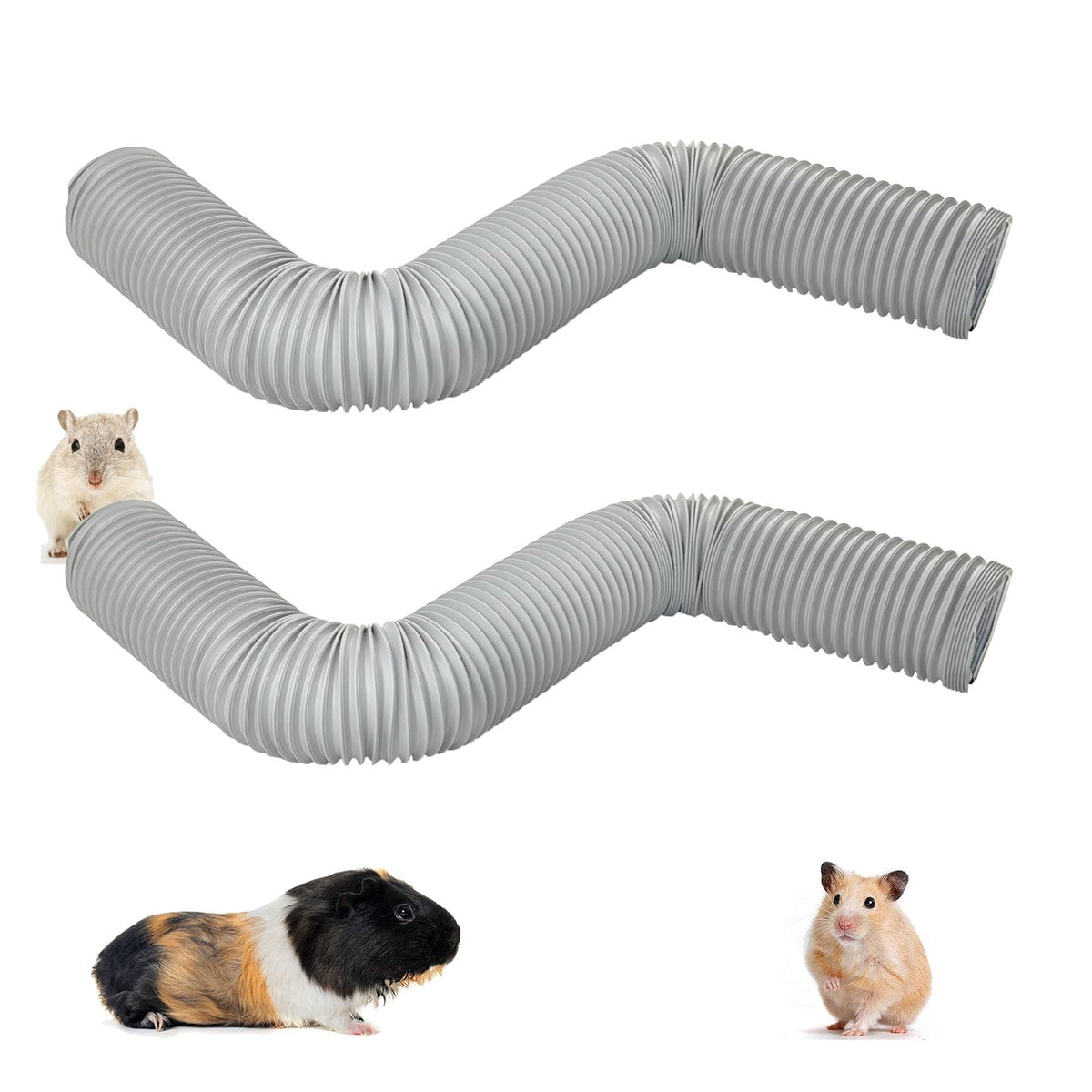 PINVNBY tunnel plastique gris pour cochon d’Inde favorise l’exploration et l’exercice.