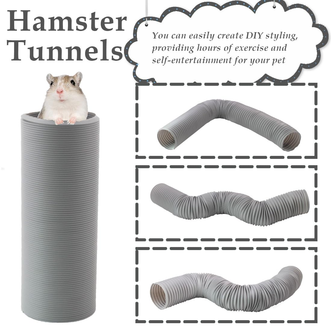 PINVNBY tunnel pliable gris, facile à ranger après utilisation pour cobaye.