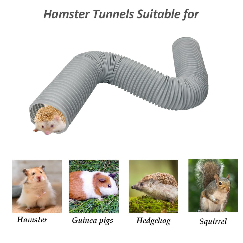 PINVNBY tunnel gris pliable, stimule l’exploration en cage et en pièce.