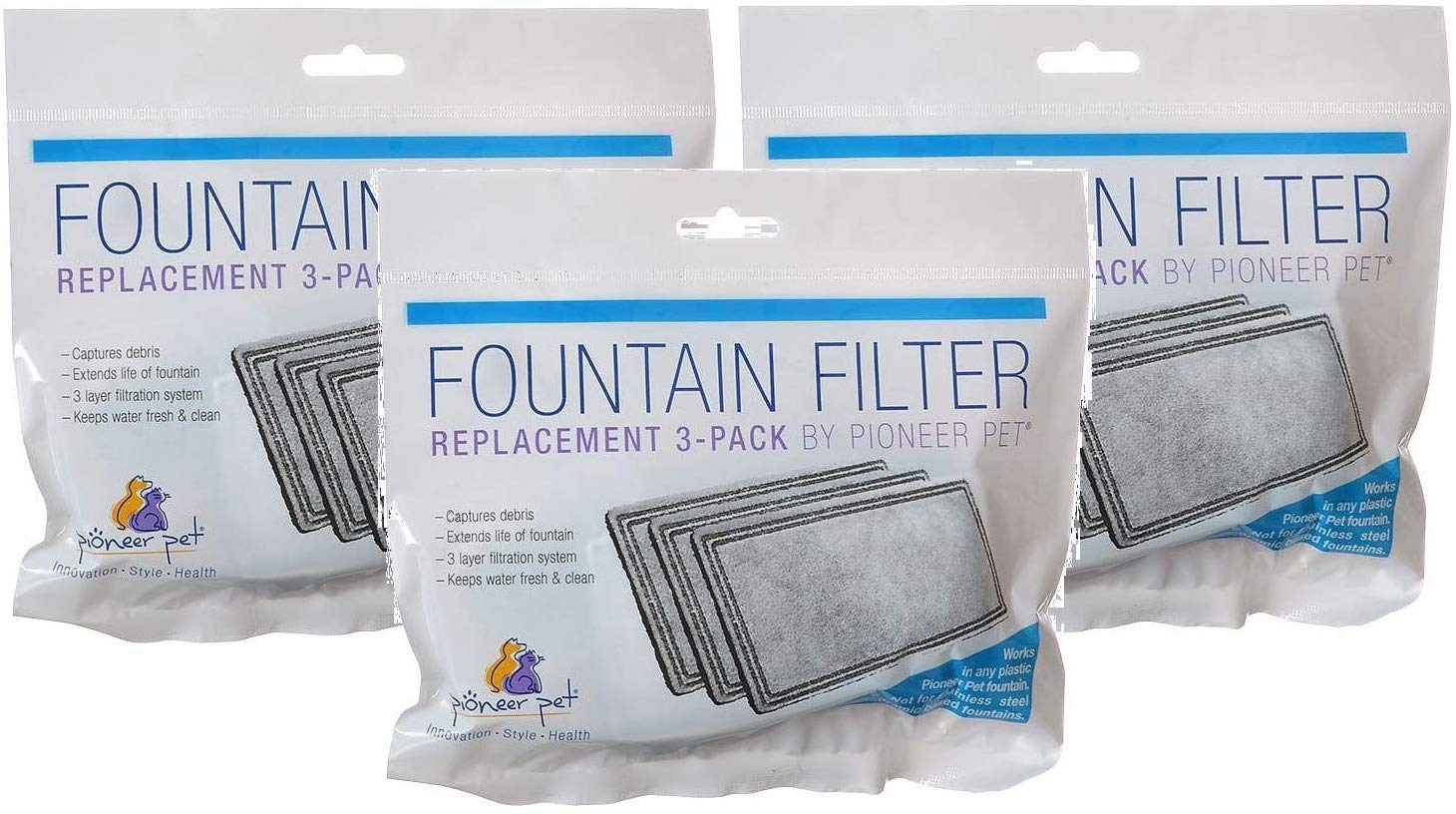 Pioneer Pet filtre de remplacement pour fontaine plastique avec filtration triple, eau plus fraîche.