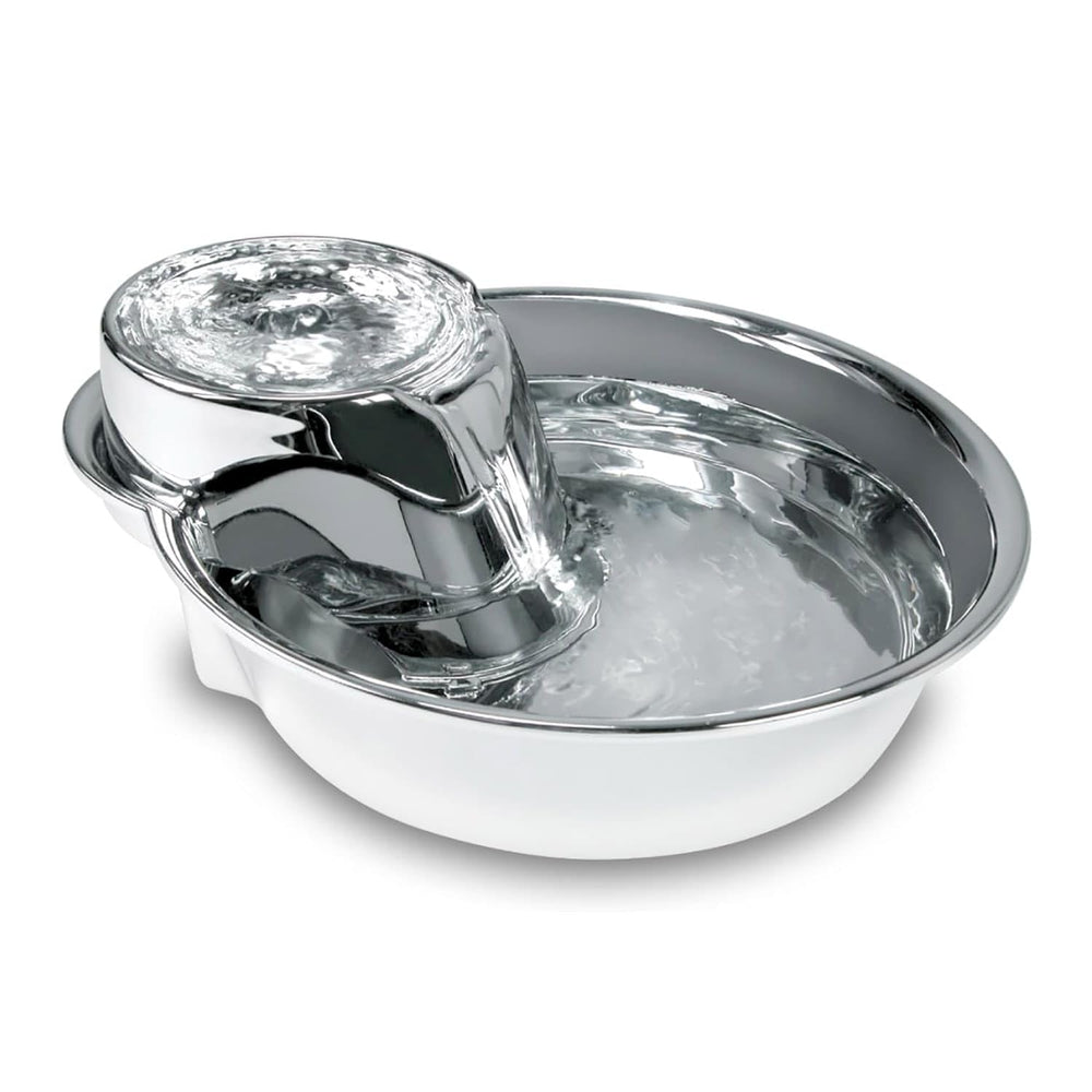 Fontaine Pioneer Pet en inox avec gouttes-pluie 60oz pour hydrater facilement.