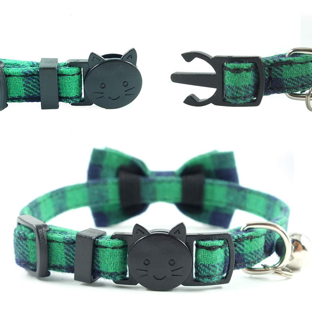 Collier Pipidog cloche détachable, plaid vert, localisation facile.