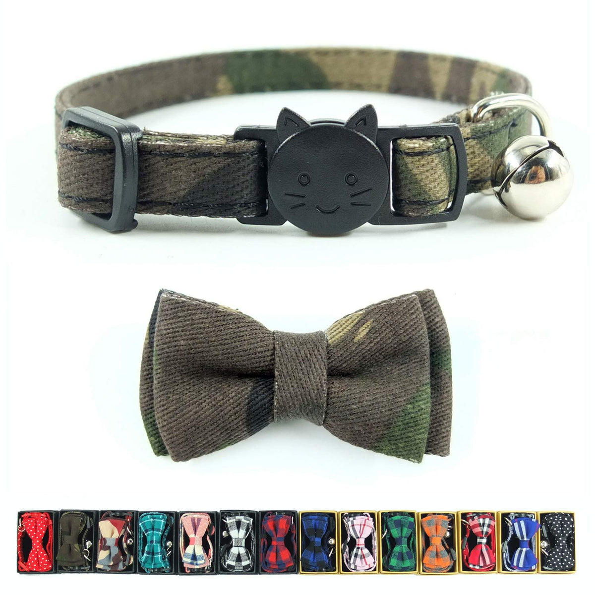 Collier Pipidog chat avec noeud camouflage, élégant et sûr pour les sorties.