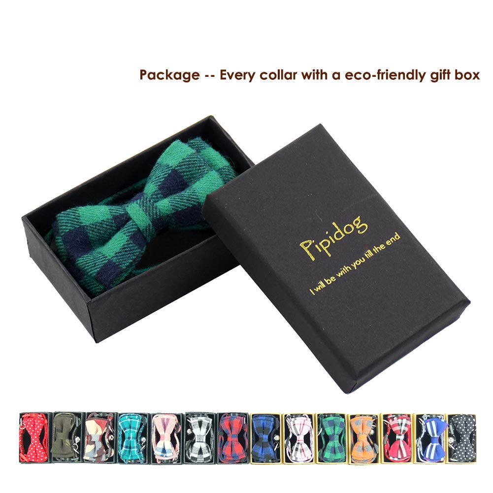 Collier Pipidog reglable 6-8-10-8, plaid vert, ajustement personnalisable.