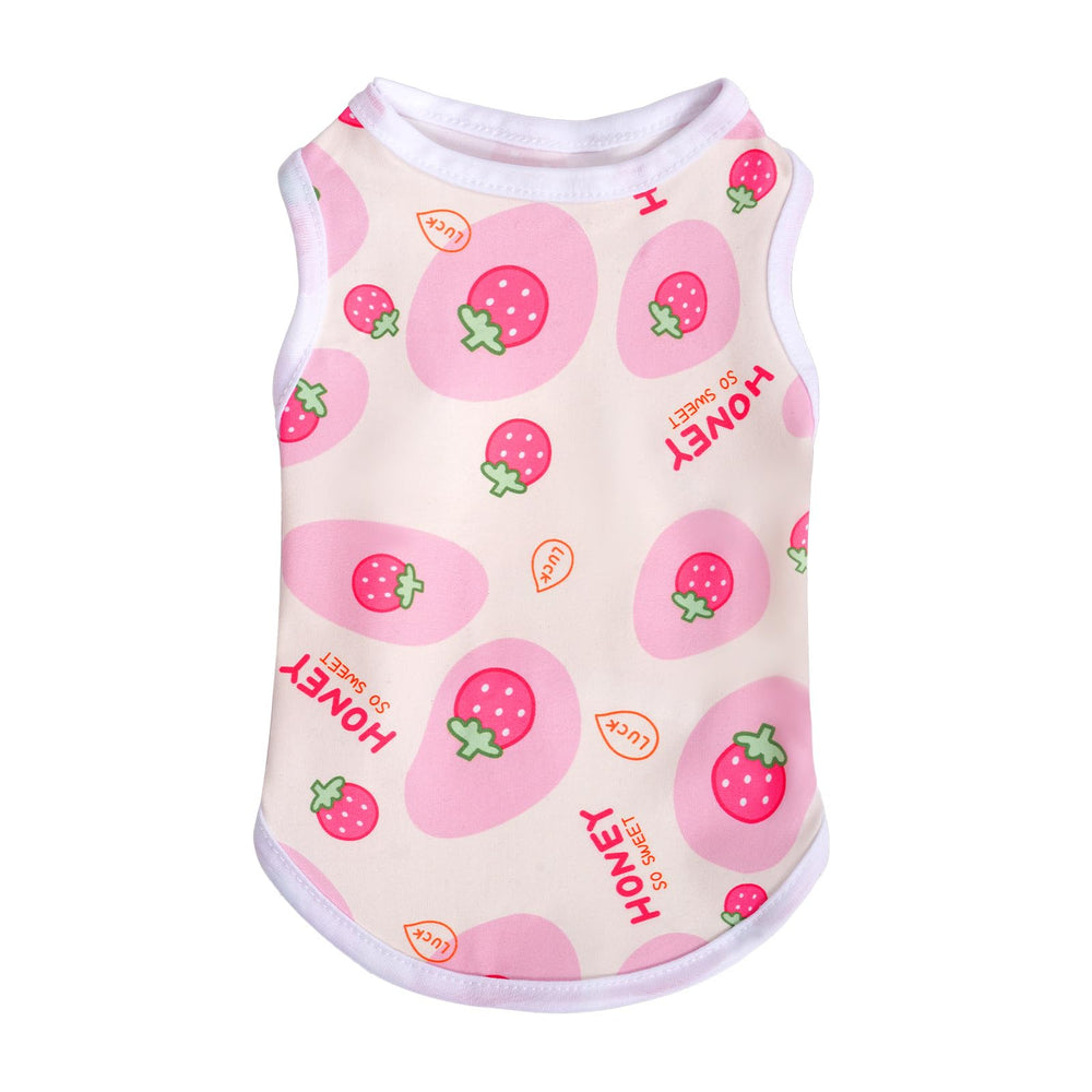 Pistha T-shirt chien rose tissu doux, facile à laver et durable.