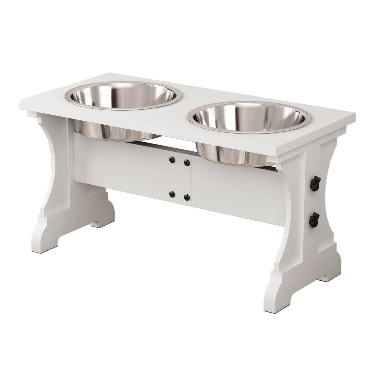Piskyet bols elevés sur support bois, confort et posture pour chien.