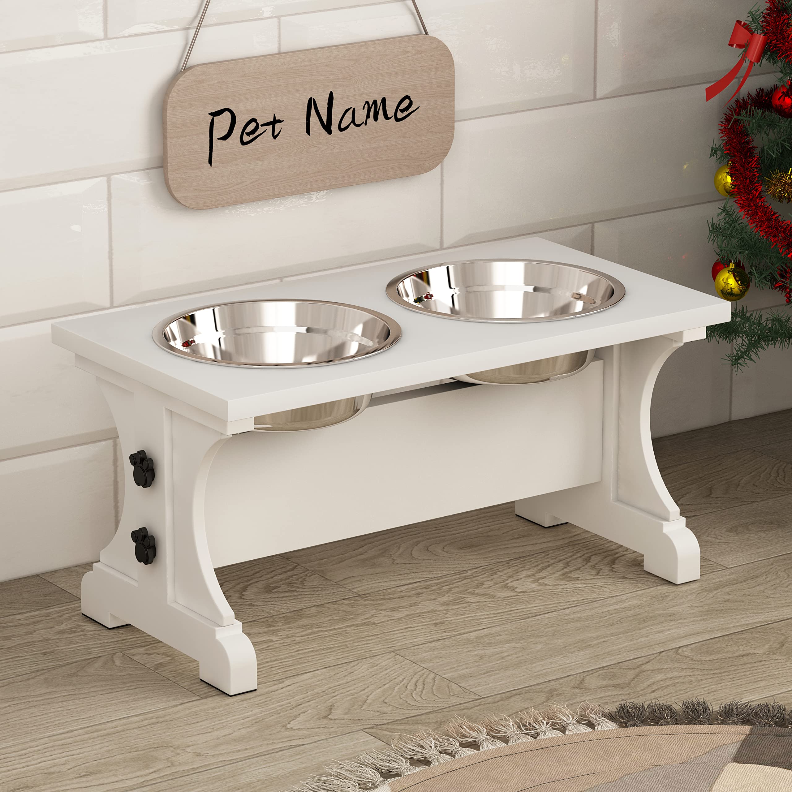 Piskyet support-bols-chien-haut-bois: repas surélevé élégant et pratique.