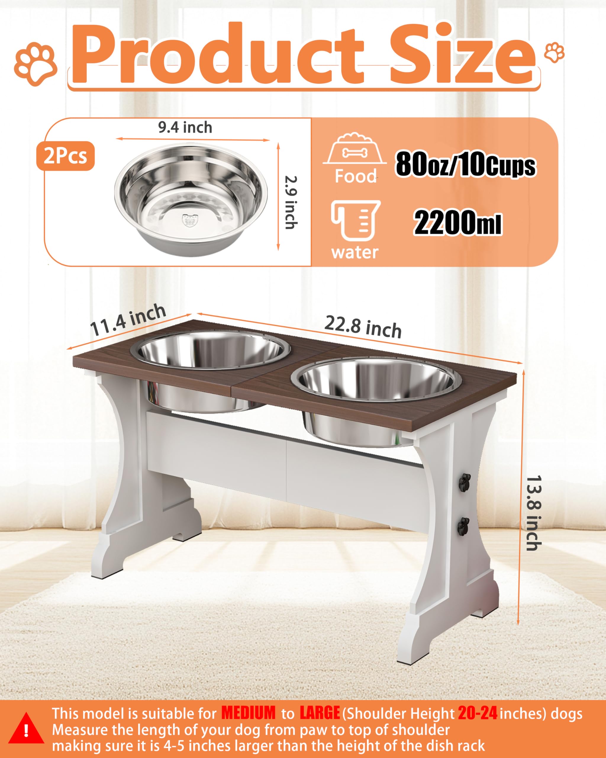Support en bois Piskyet pour gamelles de chien au style ferme
