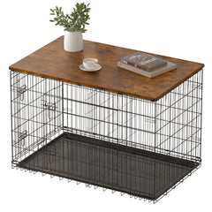 Piskyet Topper bois pour cage chien 24 pouces, ajustement précis et style naturel.
