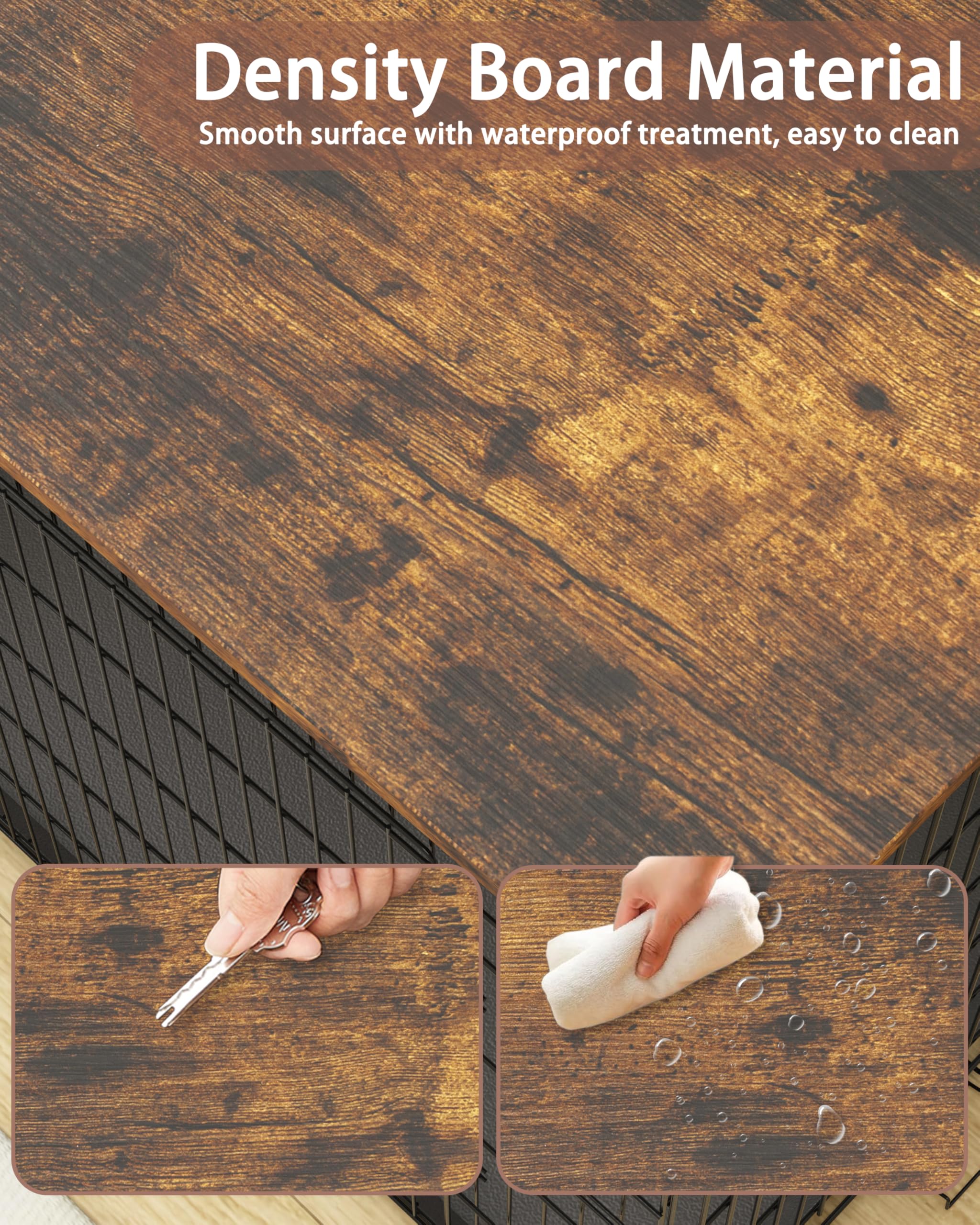 Topper bois Piskyet couleur rustique brun pour cage chien.
