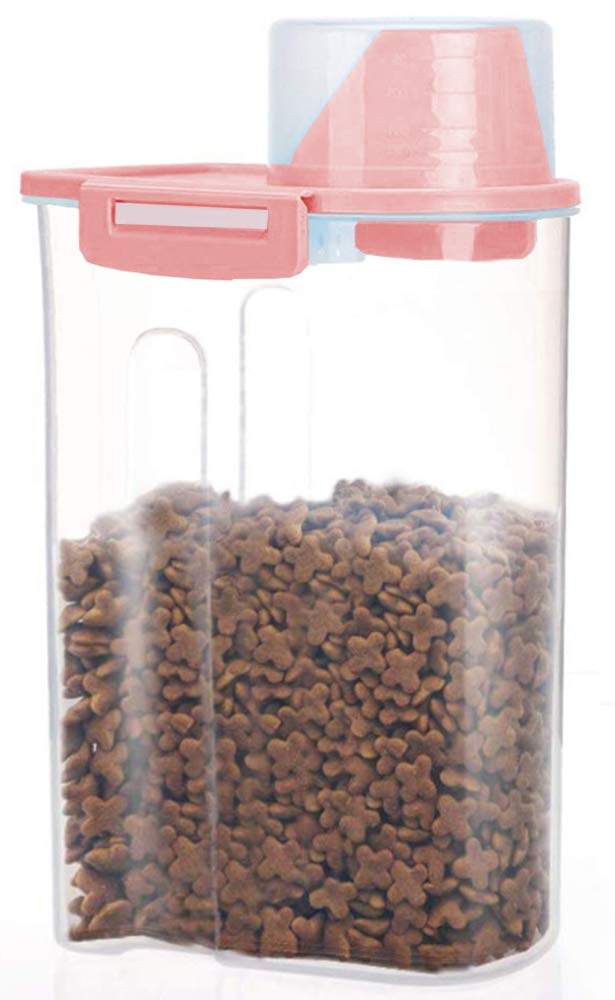PISSION Conteneur nourriture animale rose avec capacite 2,5 L pour chien et chat