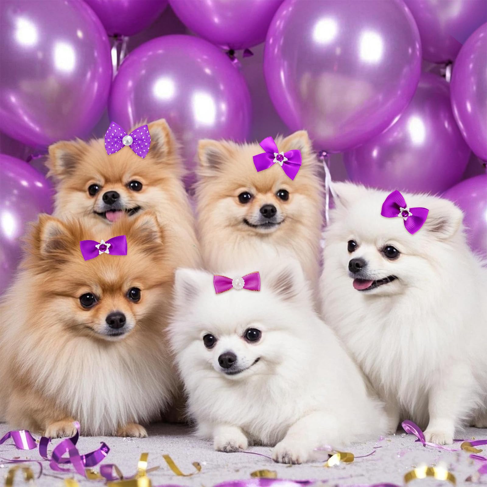 Broches Pistha pour poil de chien rose tailles variées, ajustement confortable.