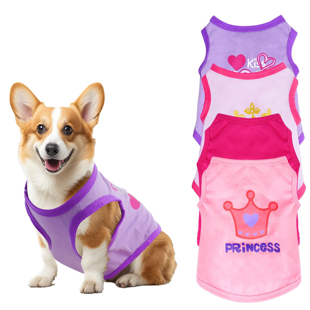 Pistha tee-shirt chien rose sans manches imprimé cœur, parfait pour les promenades.