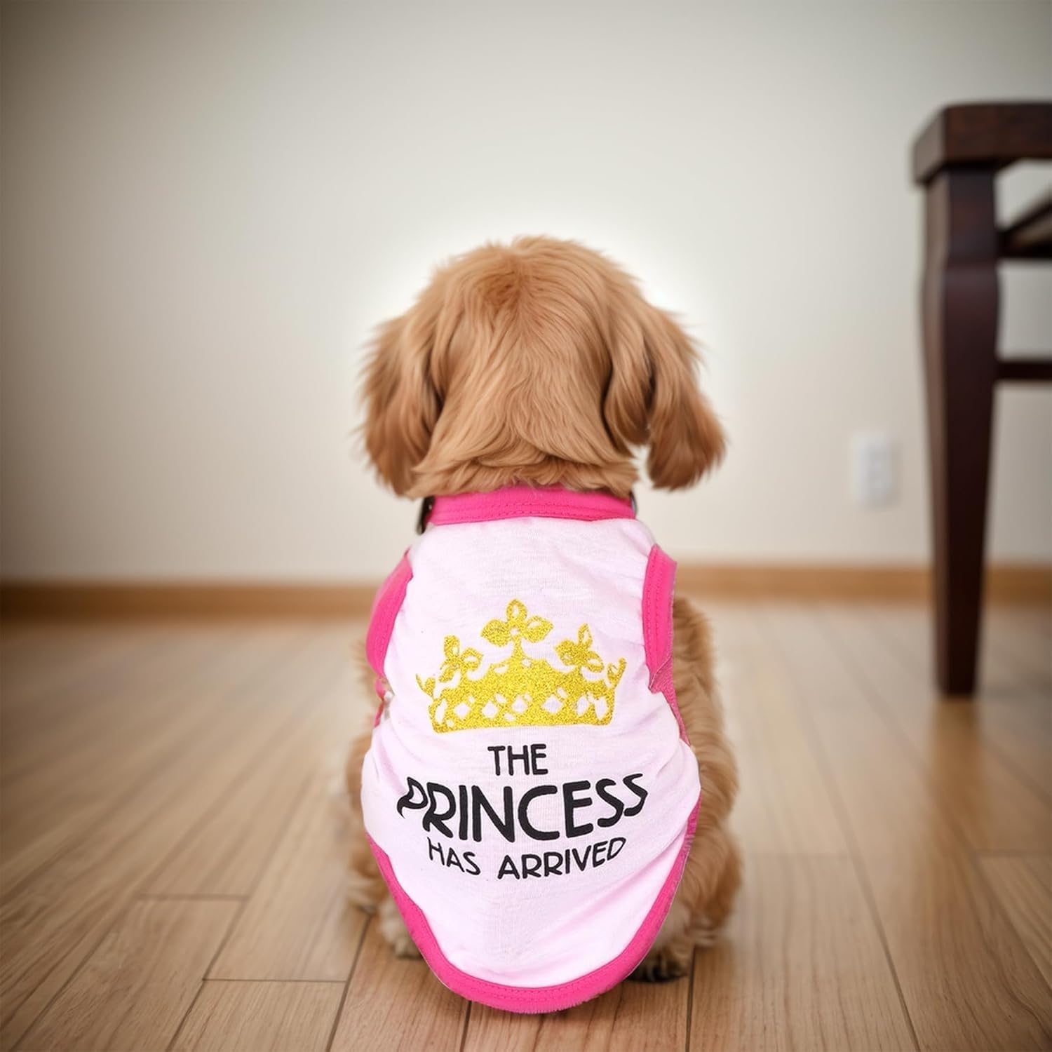 Pistha tshirt chien sans manches imprimé été rose, pratique et léger.