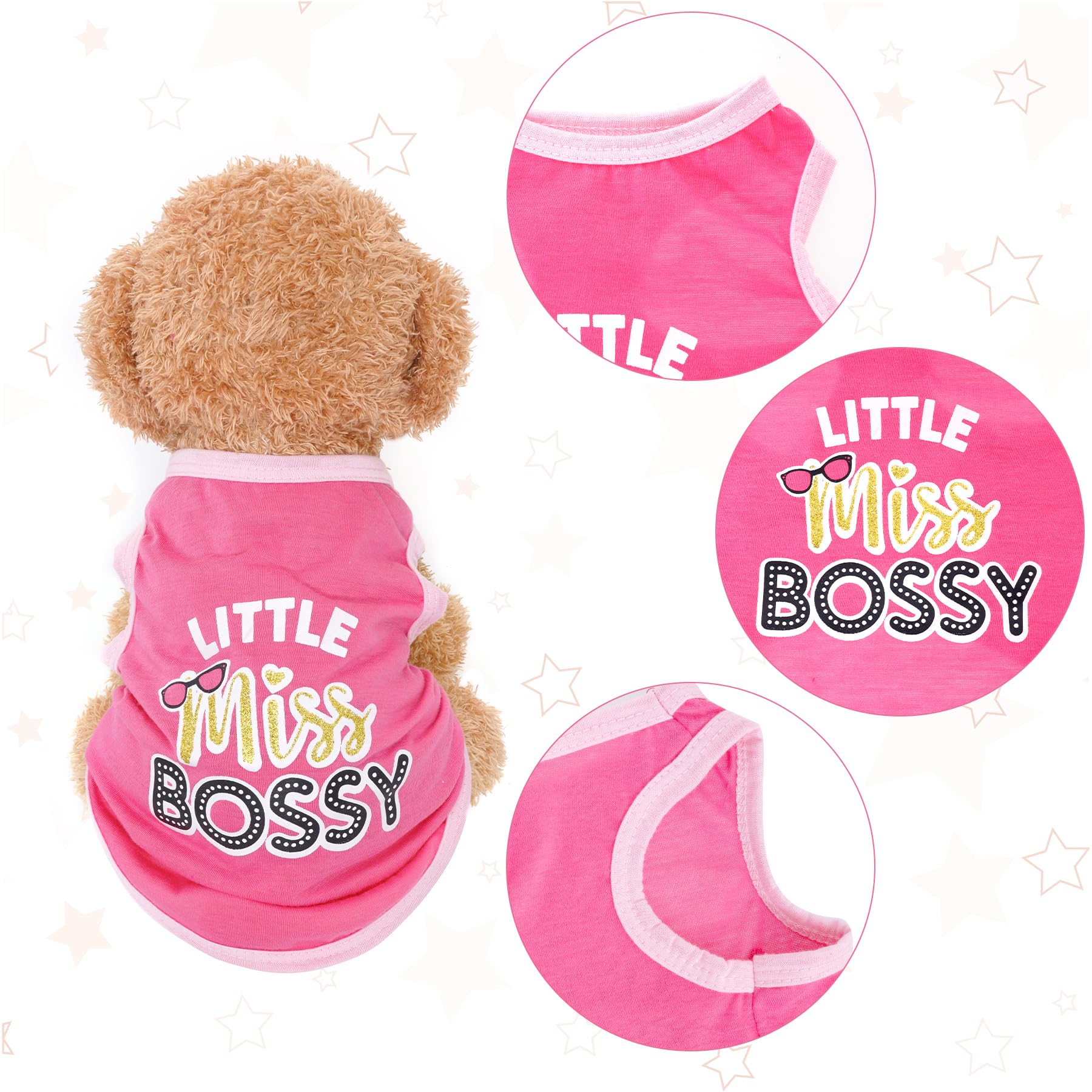 Pistha tshirt sans manches pour chien rose, allure mignonne et pratique.