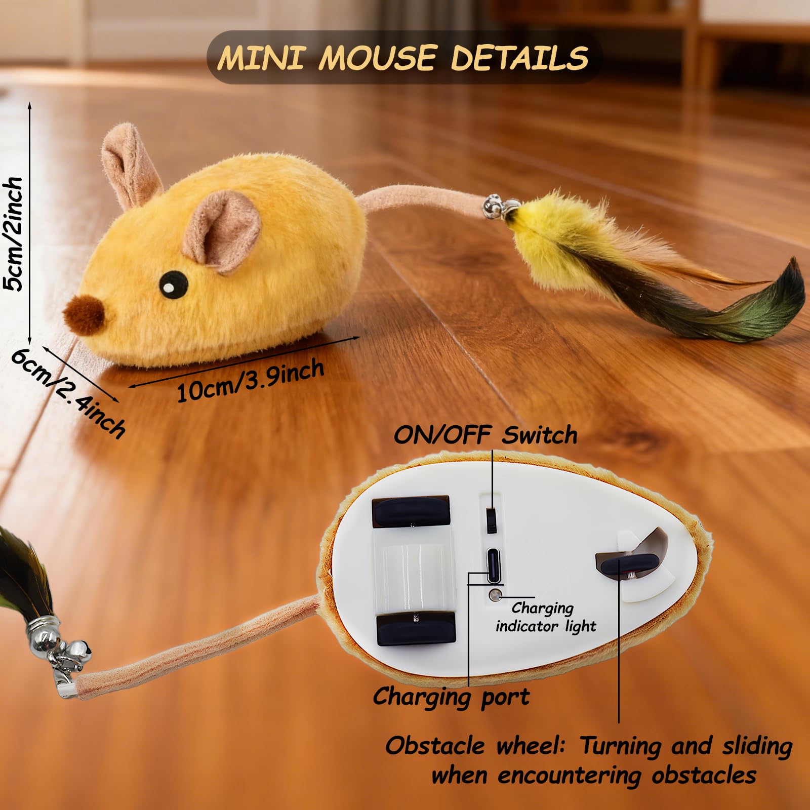 Pixibond Souris-jouet-chat, cadeau interactif pour amoureux des chats et chiens.