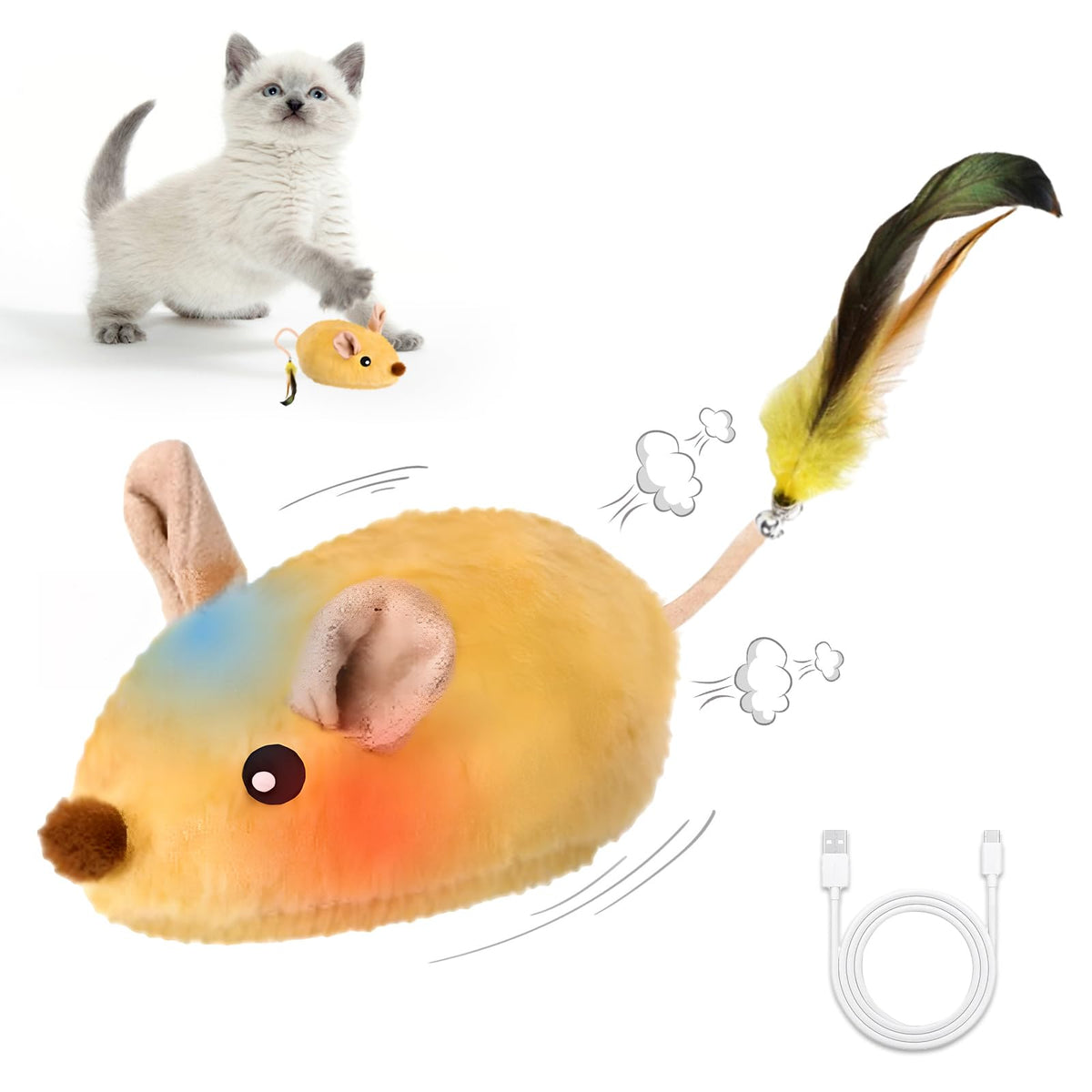 Pixibond Souris-jouet-chat, mouvement aléatoire stimulant l’activité et la curiosité du chat.