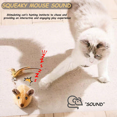 Pixibond Souris-jouet-chat, sons et plumes pour stimuler l’instinct de chasse.