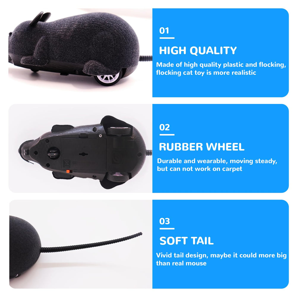 Pixibond Souris RC, design noir réaliste pour les farces discrètes.