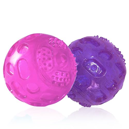 PJDH balle chien 3 po rouge: sifflement pour stimuler l activite