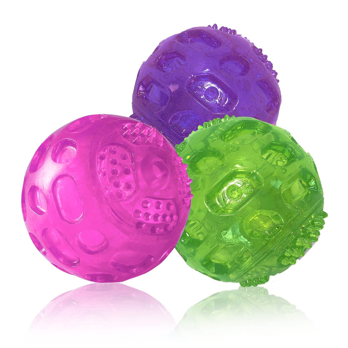 Balle PJDH 3 pouces verte avec sifflet, parfaite pour le jeu actif du chien.