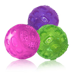 Balle PJDH 3 pouces verte avec sifflet, parfaite pour le jeu actif du chien.