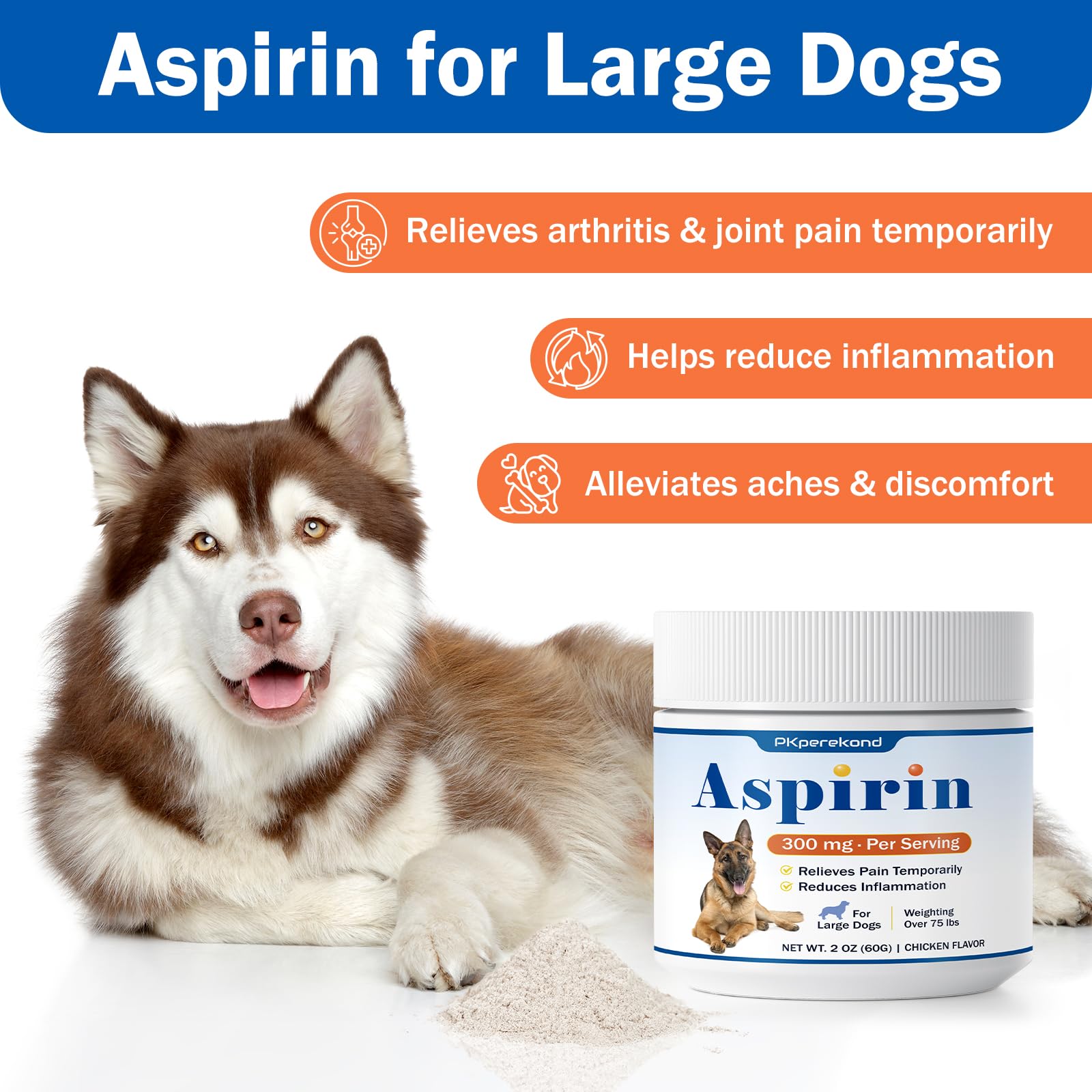 PKperekond cuillère-dose poudre aspirine chien grande, dosage facile dans les repas