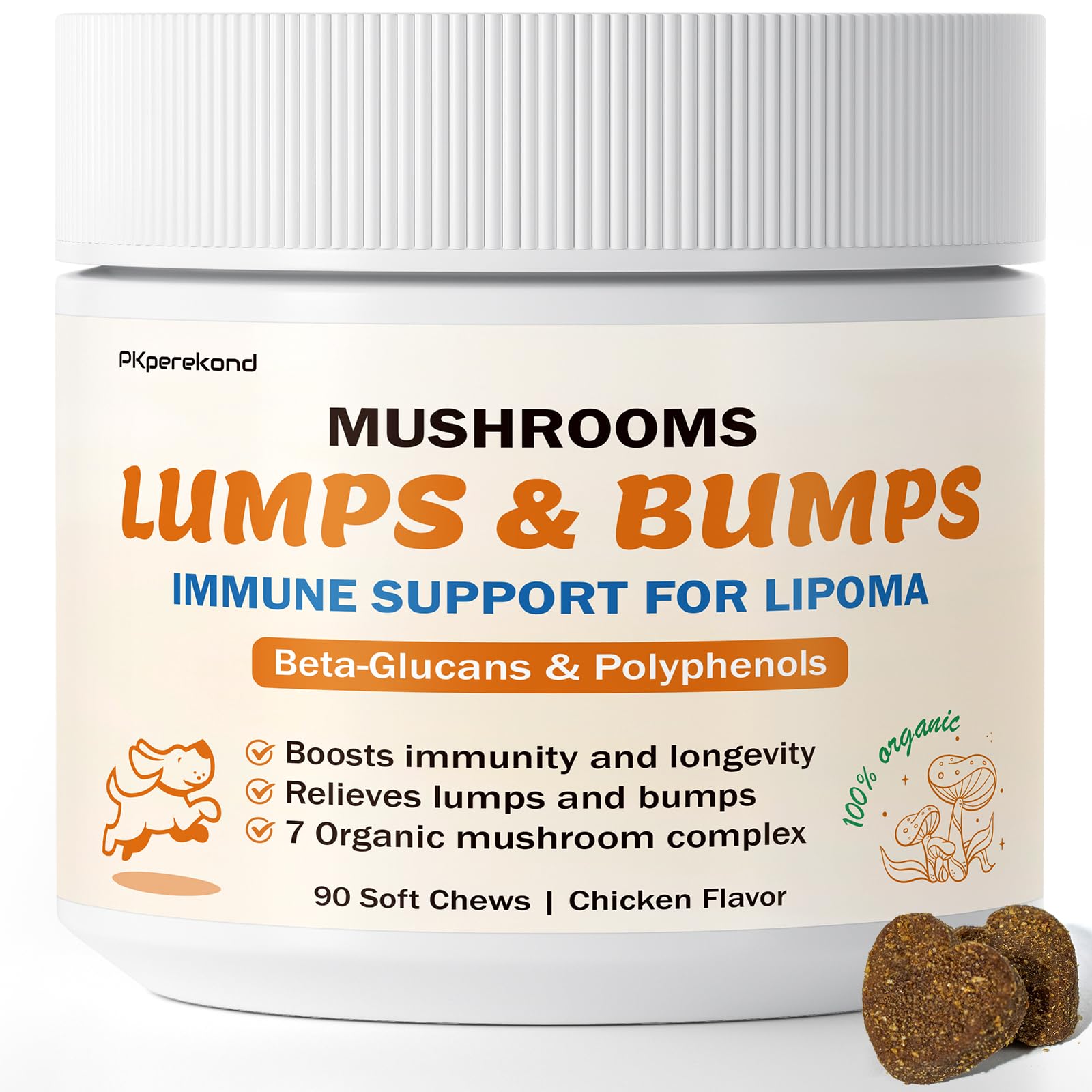 PKperekond emballage des gommes champignons chien avec presentation pratique et gourmande