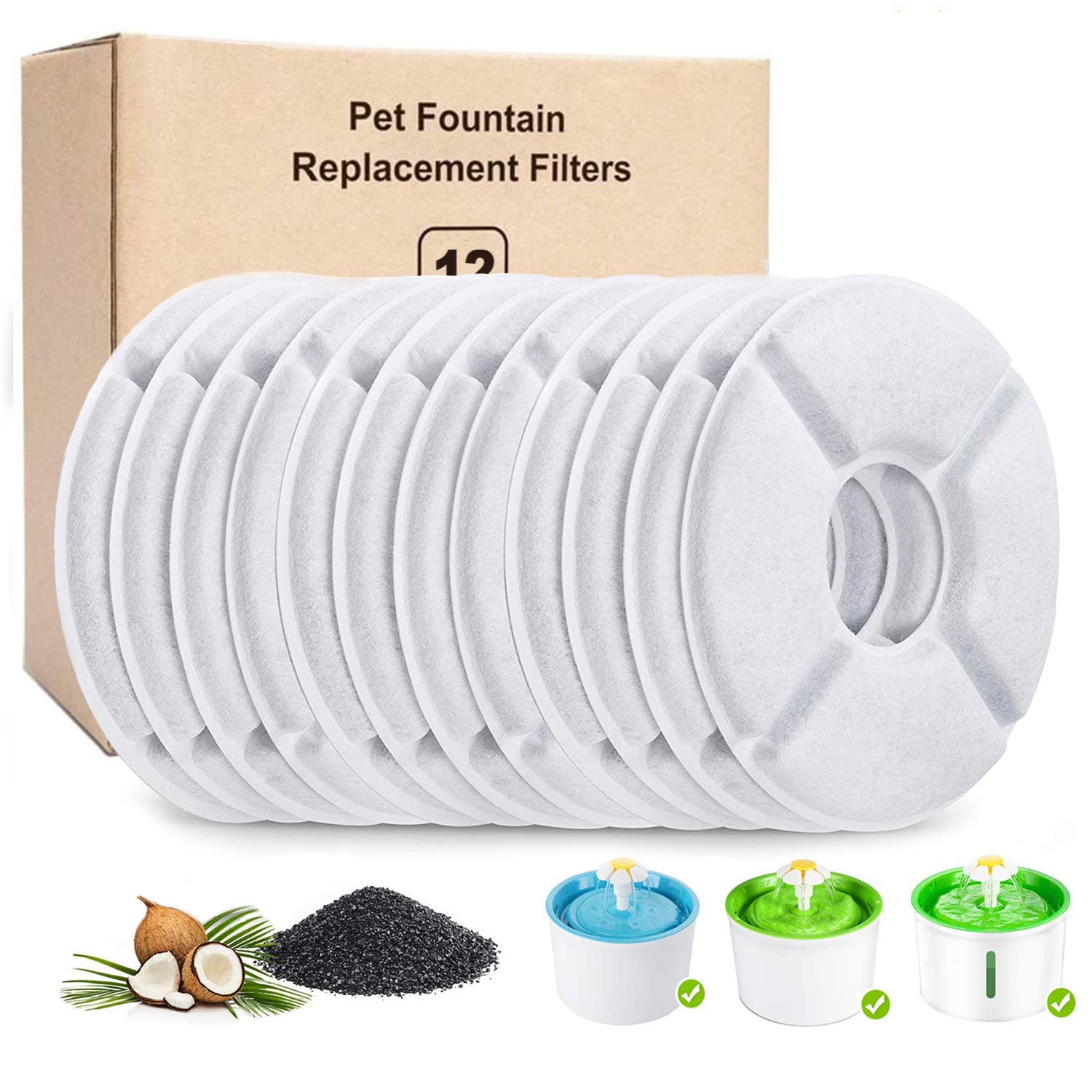 PK.ZTopia: ensemble de 12 filtres pour fontaine chat, remplacement pratique