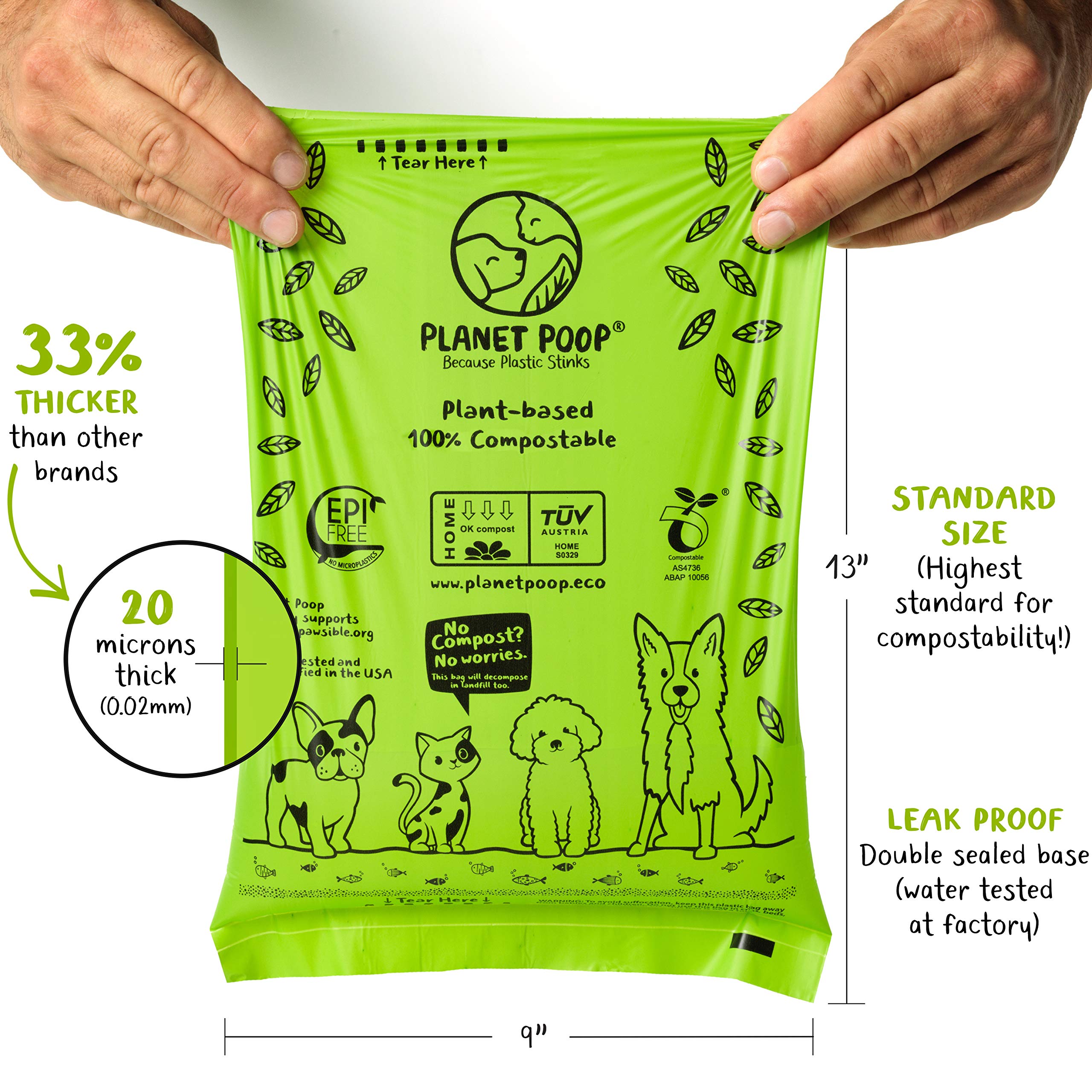 PLANET POOP: sacs de 20 microns, étanches et fiables.