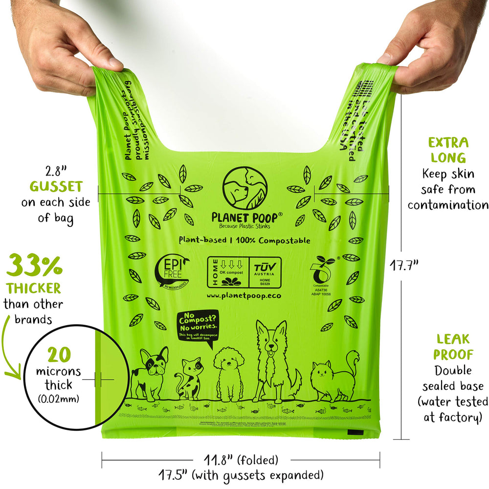 Taille XL PLANET POOP, idéal pour crottes de chien de grande taille.