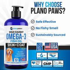 Planopaws Omega3 chien — gouttes sur croquettes, assimilation quotidienne facilitée.