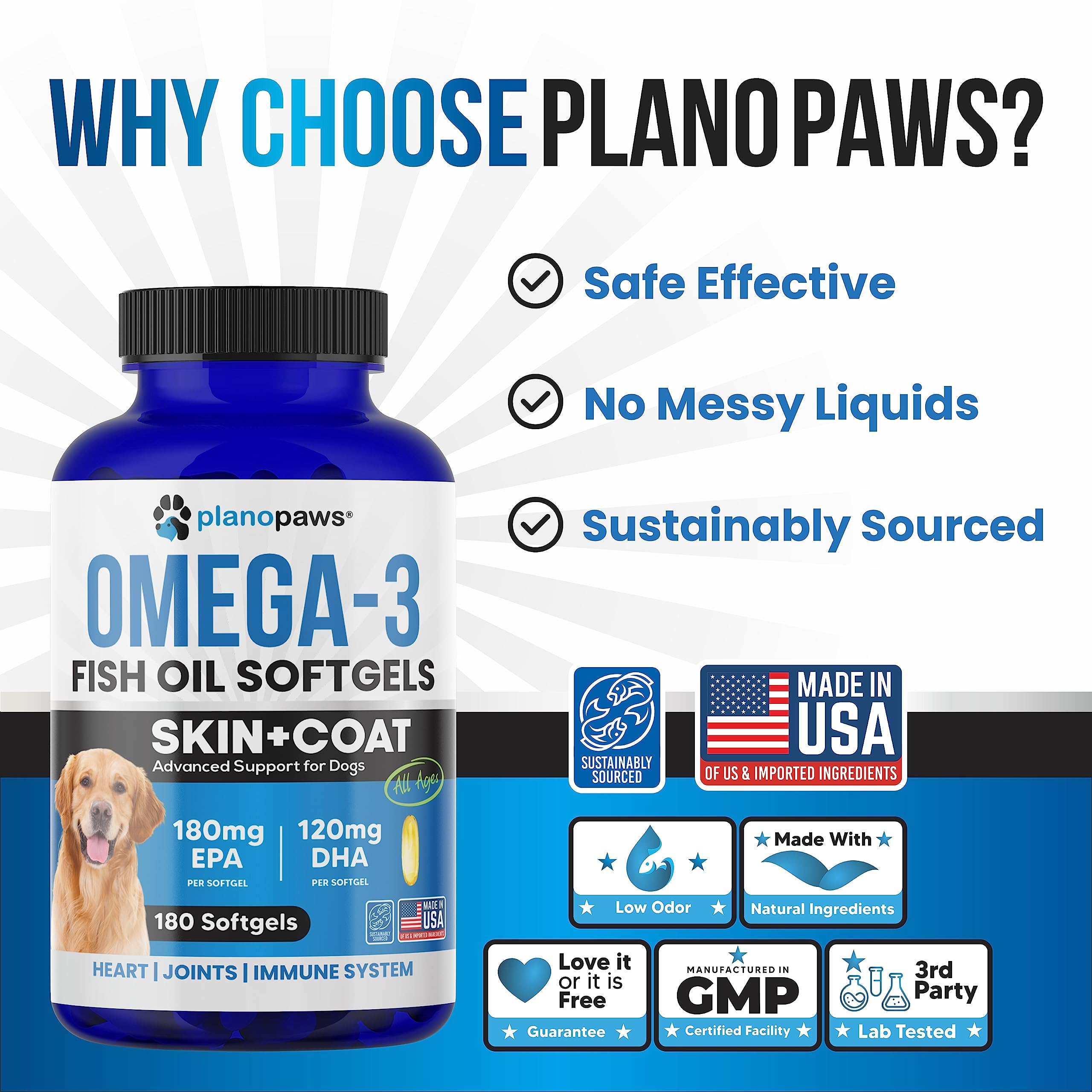 Planopaws peau saine chien – peau et pelage améliorés.