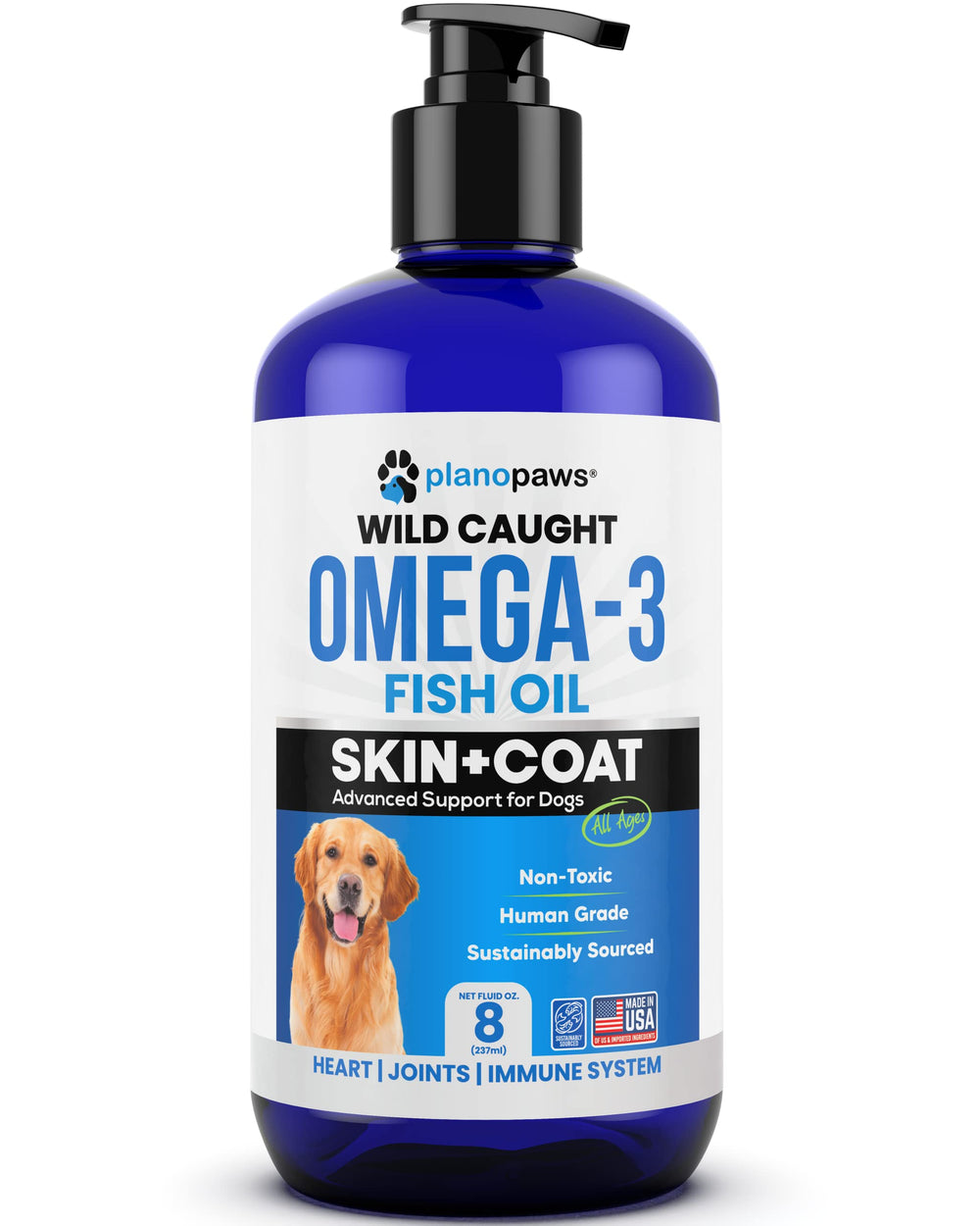 Planopaws Source durable huile omega3: poisson durable et traçable.