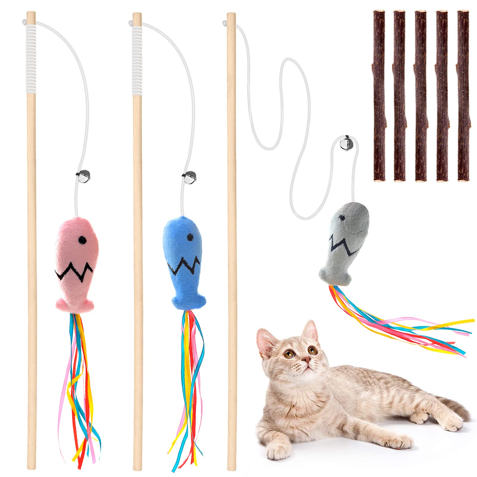 Plant Castle jouet baguette chat plume pour stimulation et exercice.