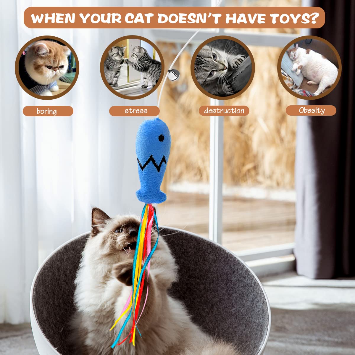 Plant Castle jouet chat corde elastique pour jeux interactifs.