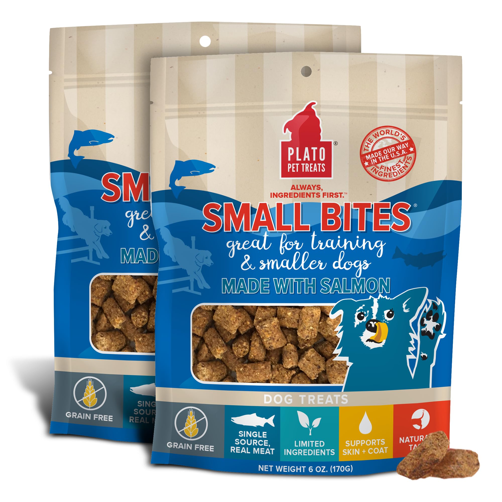 PLATO Petites Bouches saumon – bouchées d entraînement faciles pour chiens.