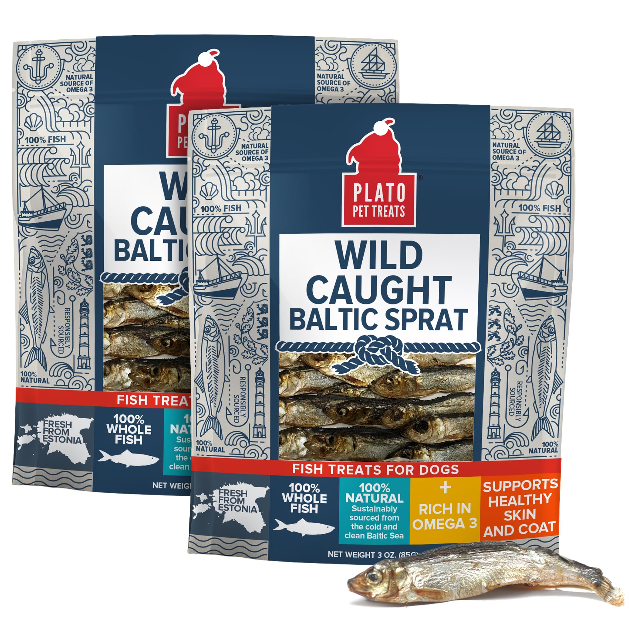 Friandises Plato Poisson entier Sprat Baltique séché à l'air pour pelage sain