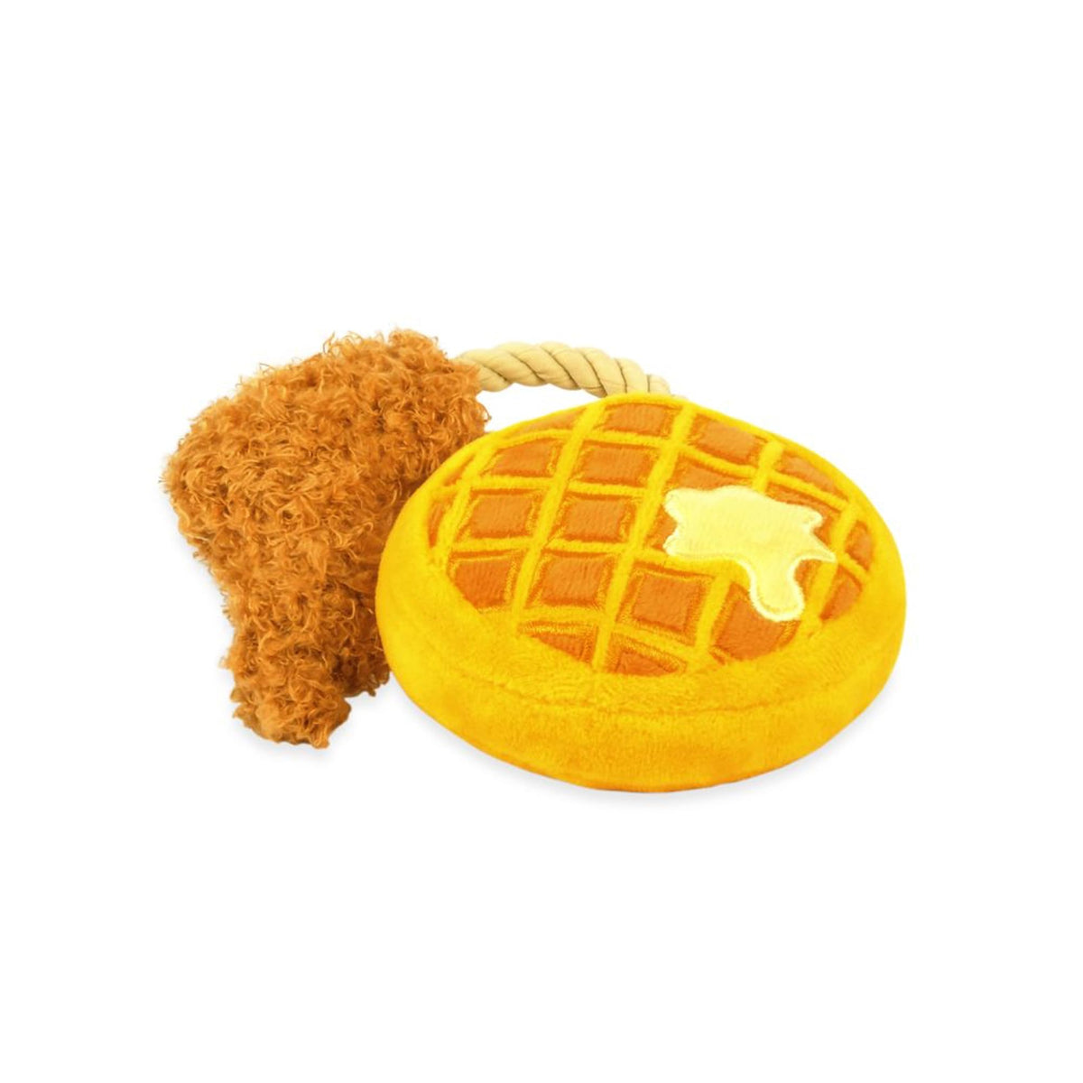 P.L.A.Y. peluche Poulet-Gaufres vue de face, parfait pour des heures de jeu interactif