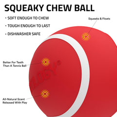 Balle mordillage Playology taille moyenne pour chiens jusqu'à 25 kg, robuste.